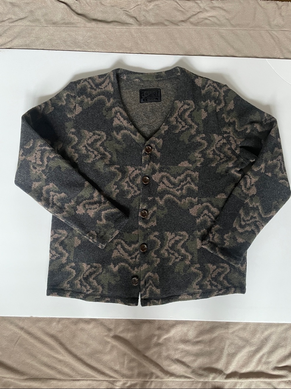 Jiberish Smartwool. Green. Men’s Wool Cardigan.  Medium.